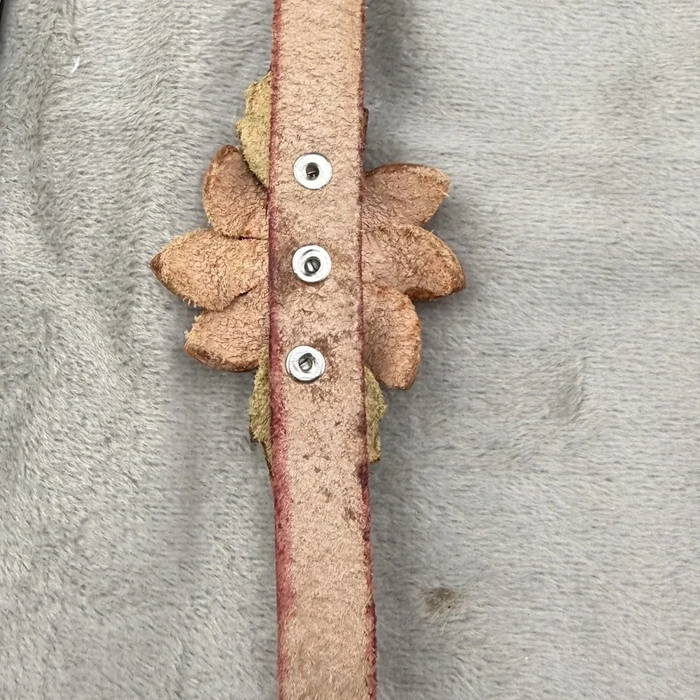 Vintage‎ Bracelet Leather Flower Handcrafted Spring 6.5